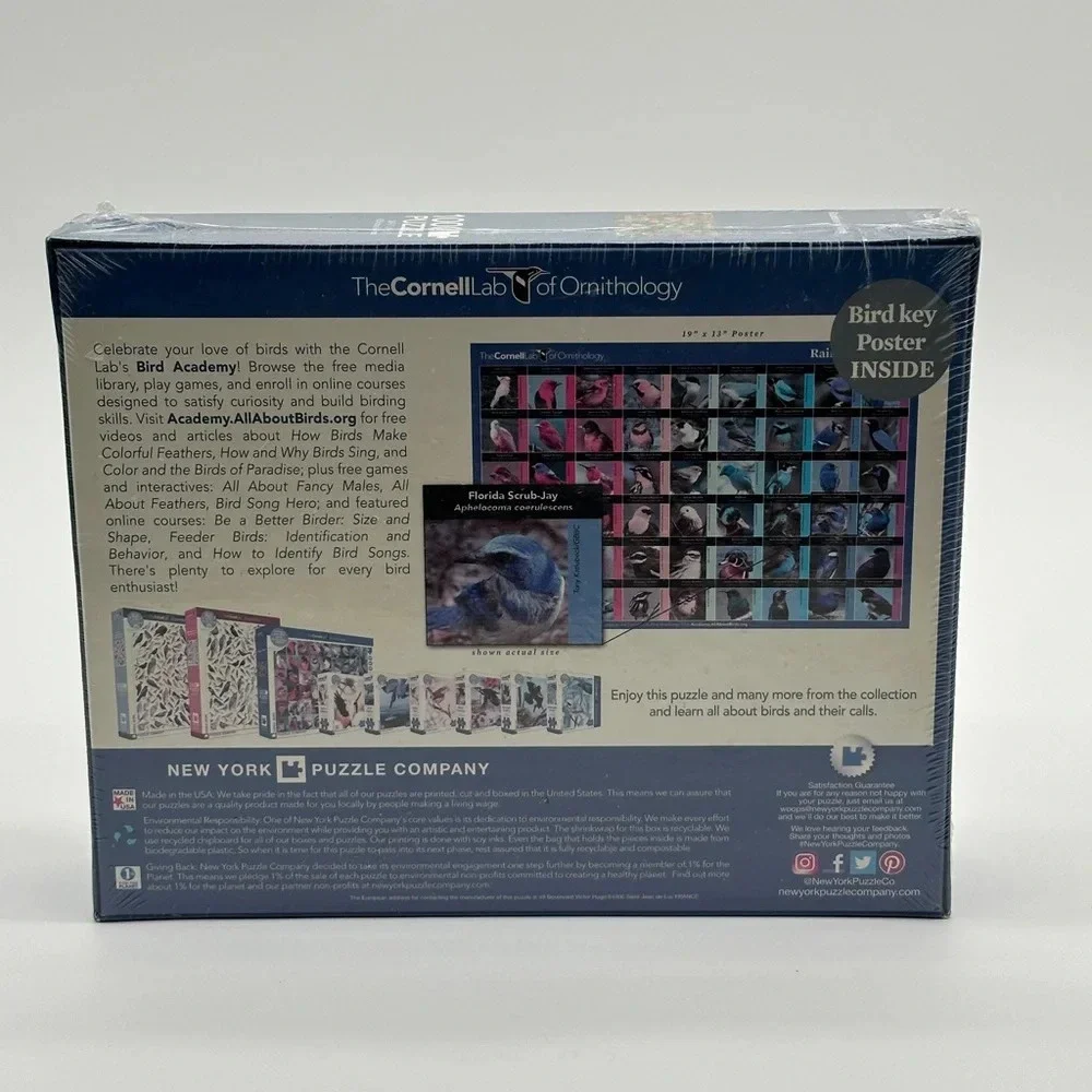 Rainbow Of Birds Cornell Lab Of Ornithology 1000 Piece Puzzle Sealed w/ Poster‎